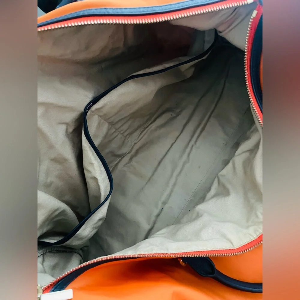 TORY BURCH Extra Large Orange Duffel Travel Bag With XL Tory Burch Dust Bag